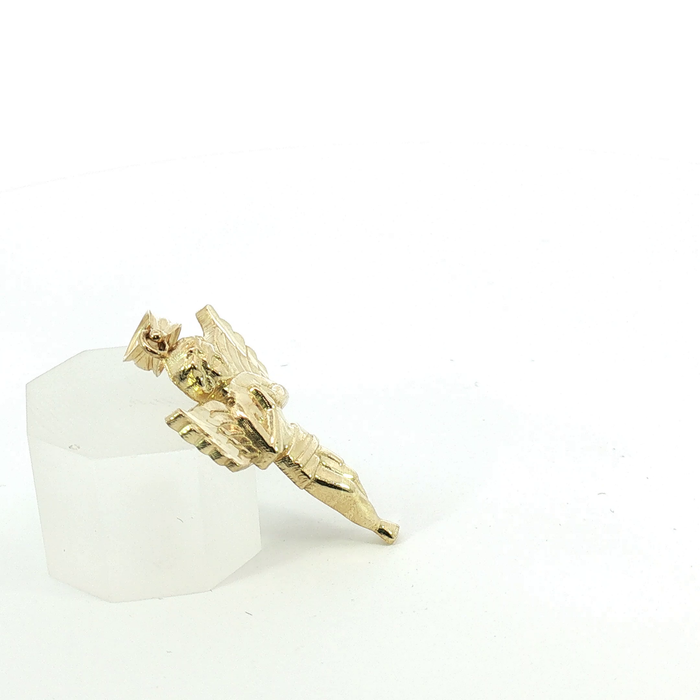 Diamond-Cut 10k Yellow Gold Praying Angel Cherub Pendant