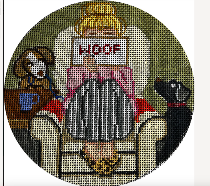 Dog Stitching Girl Ornament