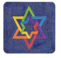 Double Interlocking Star of David-Rainbow on Deep Blue-Tallis Bag
