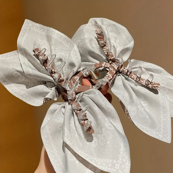 Elegant Floral Bow Hair Clip