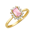 10K/14K Solid Gold Emerald-Cut Pink Halo Ring