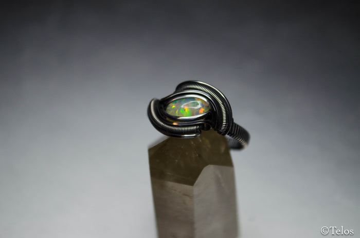 Ethiopian Opal Sterling Silver dragon eye ring