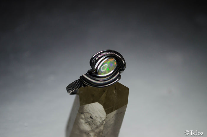 Ethiopian Opal Sterling Silver dragon eye ring