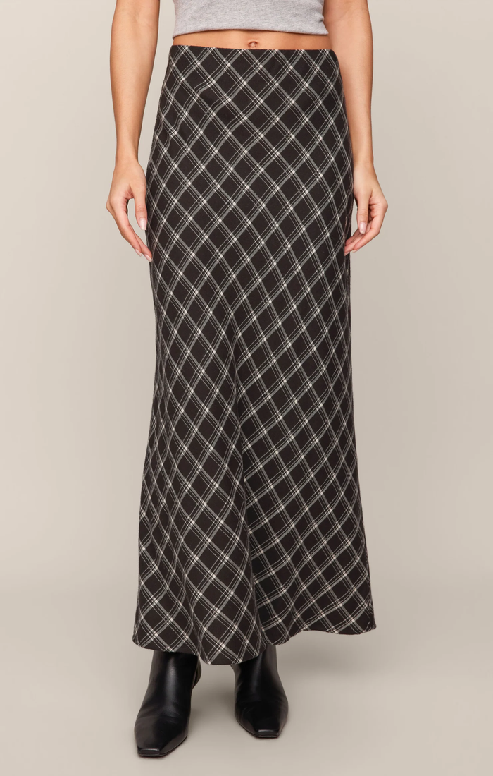 Europa Plaid Maxi Skirt - Ash Black