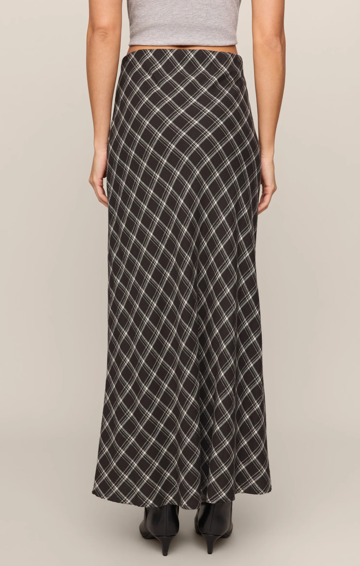 Europa Plaid Maxi Skirt - Ash Black