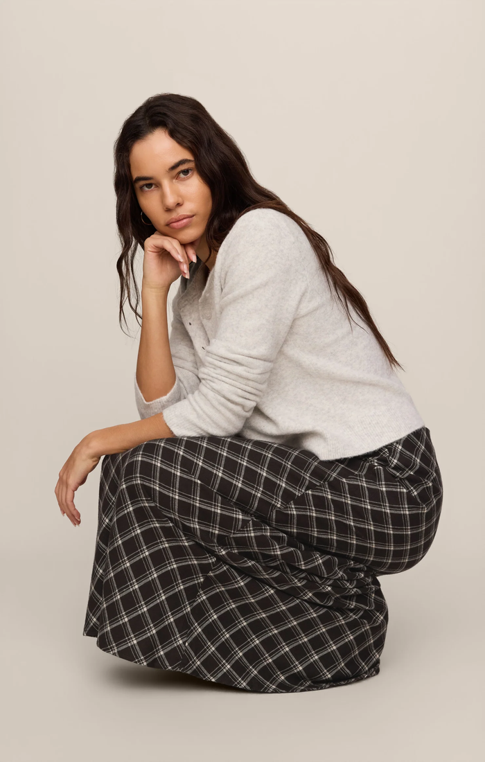 Europa Plaid Maxi Skirt - Ash Black