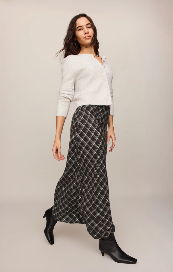 Europa Plaid Maxi Skirt - Ash Black