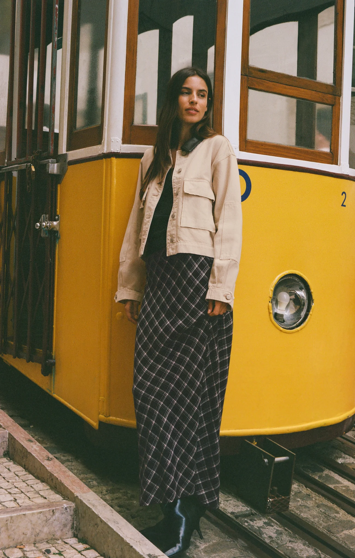 Europa Plaid Maxi Skirt - Ash Black