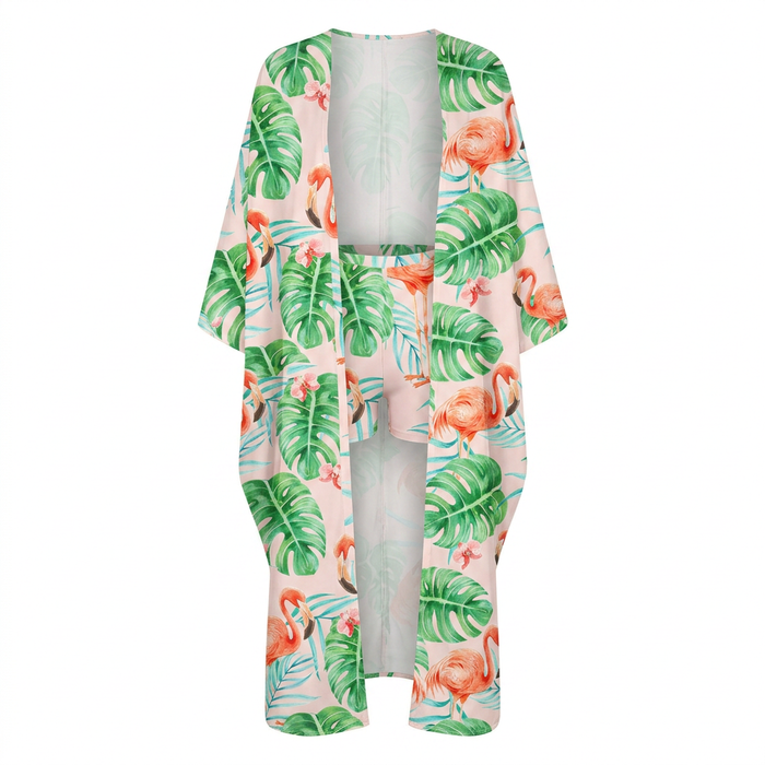 European-Inspired Cardigan Print Two-Piece Set