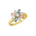 10K/14K Gold Flower Ring with Pink & Blue Gemstones