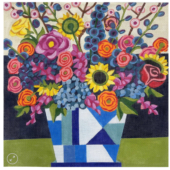 Flowers in Geometric Vase