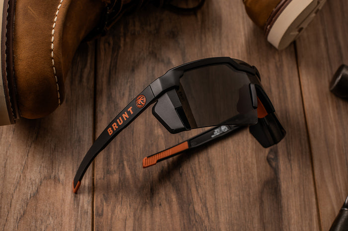 Heat Wave x Brunt Collab Future Tech Sunglasses with Black Lens, Side View