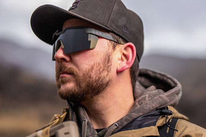 Man wearing the Future Tech Sunglasses: FDE Fader Z87+