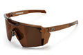 3/4 angle view of the Future Tech Sunglasses: Saddle Z87+ with brown lens on a white background.