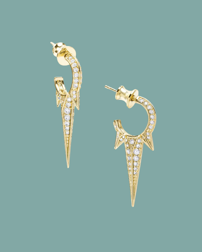 Gabriella Gold Pave Triple Spiked Earrings