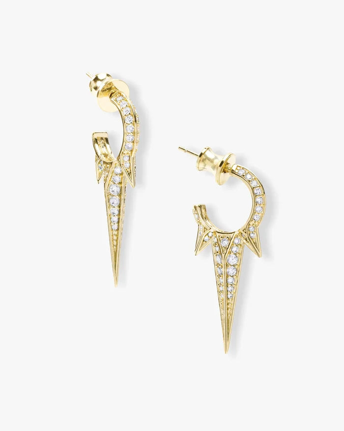 Gabriella Gold Pave Triple Spiked Earrings