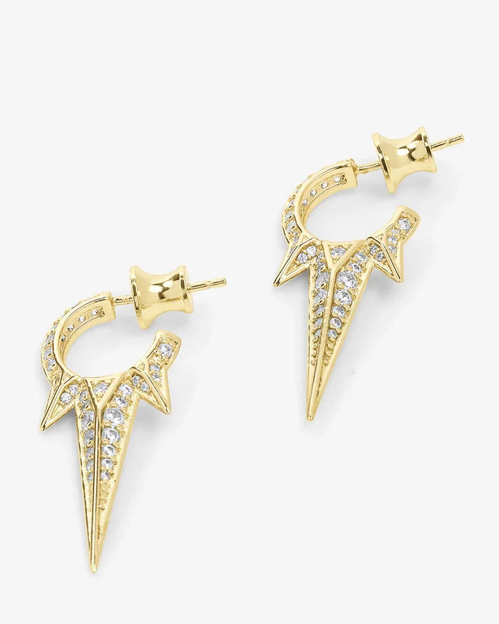 Gabriella Gold Pave Triple Spiked Earrings