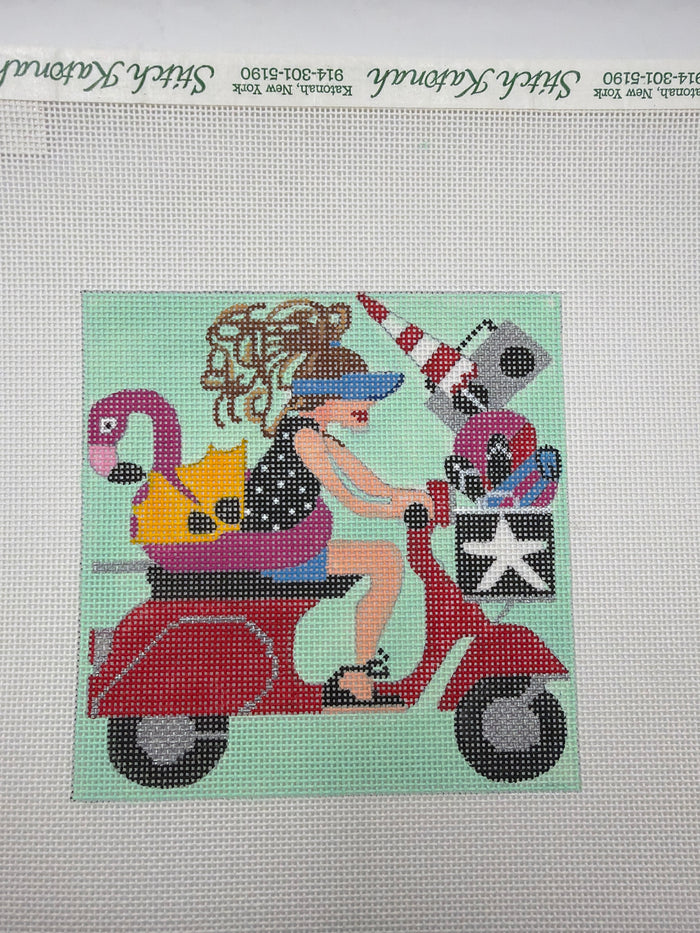 Girl on moped