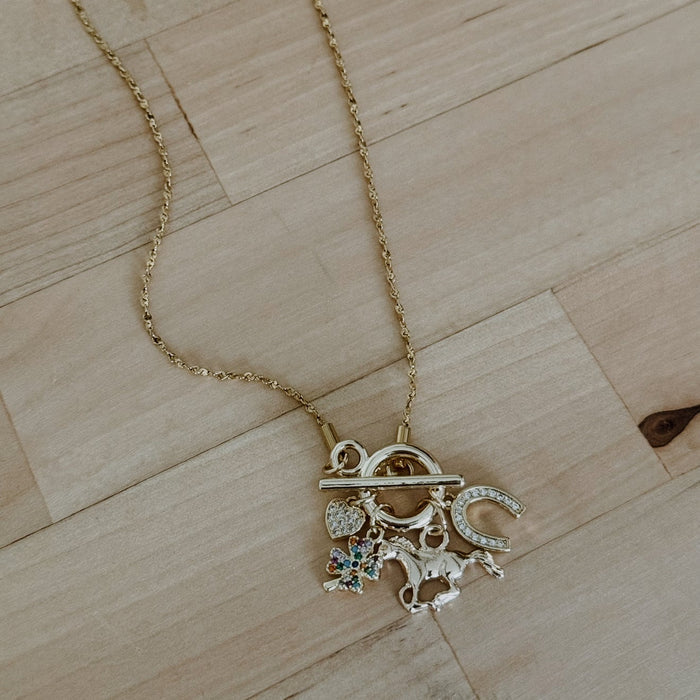 Gold Crystal Horseshoe Charm