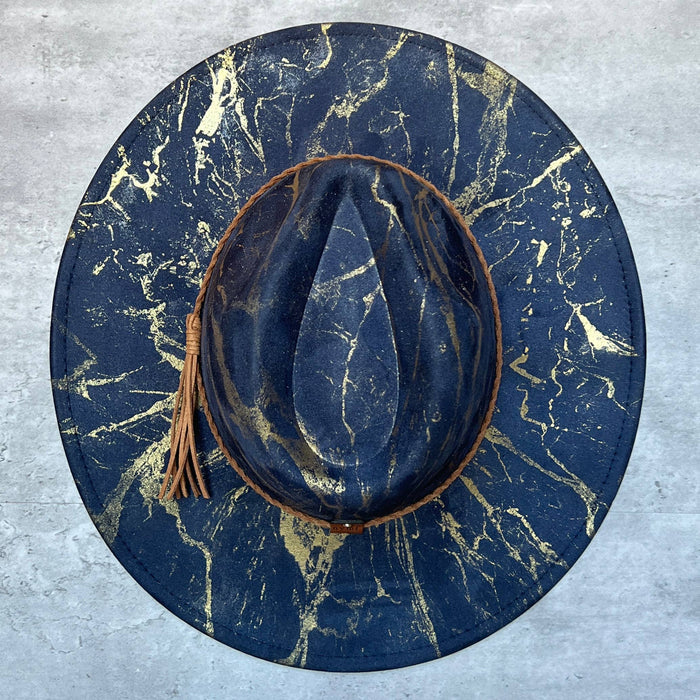 Gold Marbled Wide Brim Suede Rancher Hat