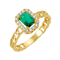 10K/14K Solid Gold Green Topaz Halo Ring