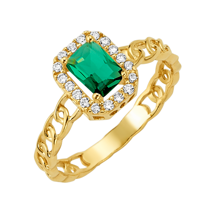 10K/14K Solid Gold Green Topaz Halo Ring