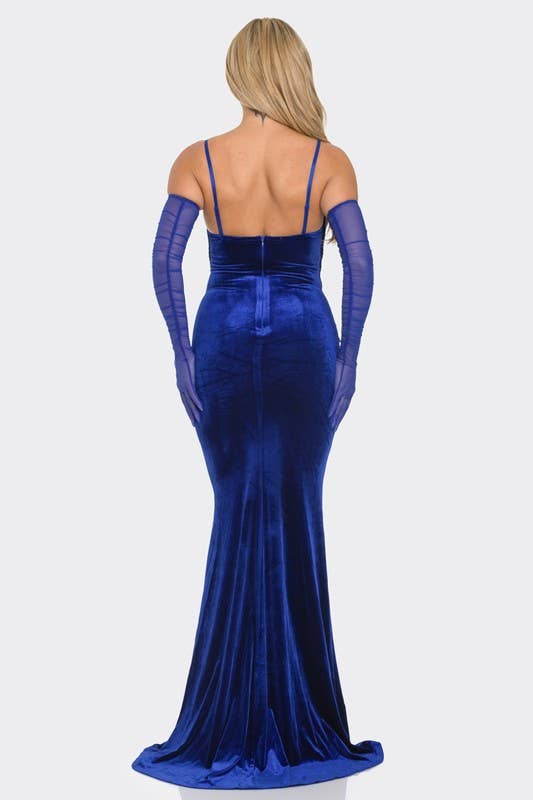 Green Velvet Braided Rope Maxi Dress - BCCD12964
