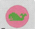 Green Whale on Pink