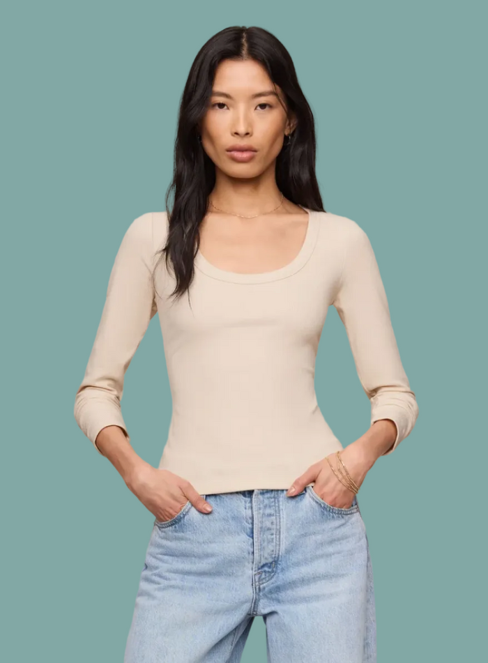 Greyson Scoop Long Sleeve Tee - Chalk