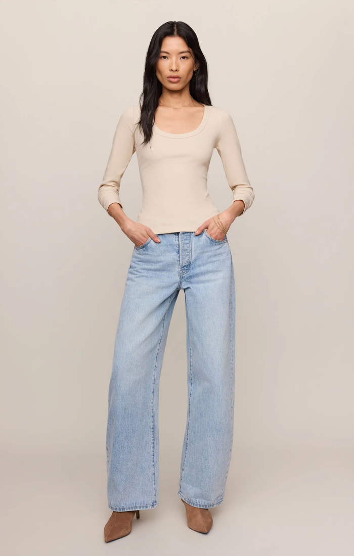 Greyson Scoop Long Sleeve Tee - Chalk