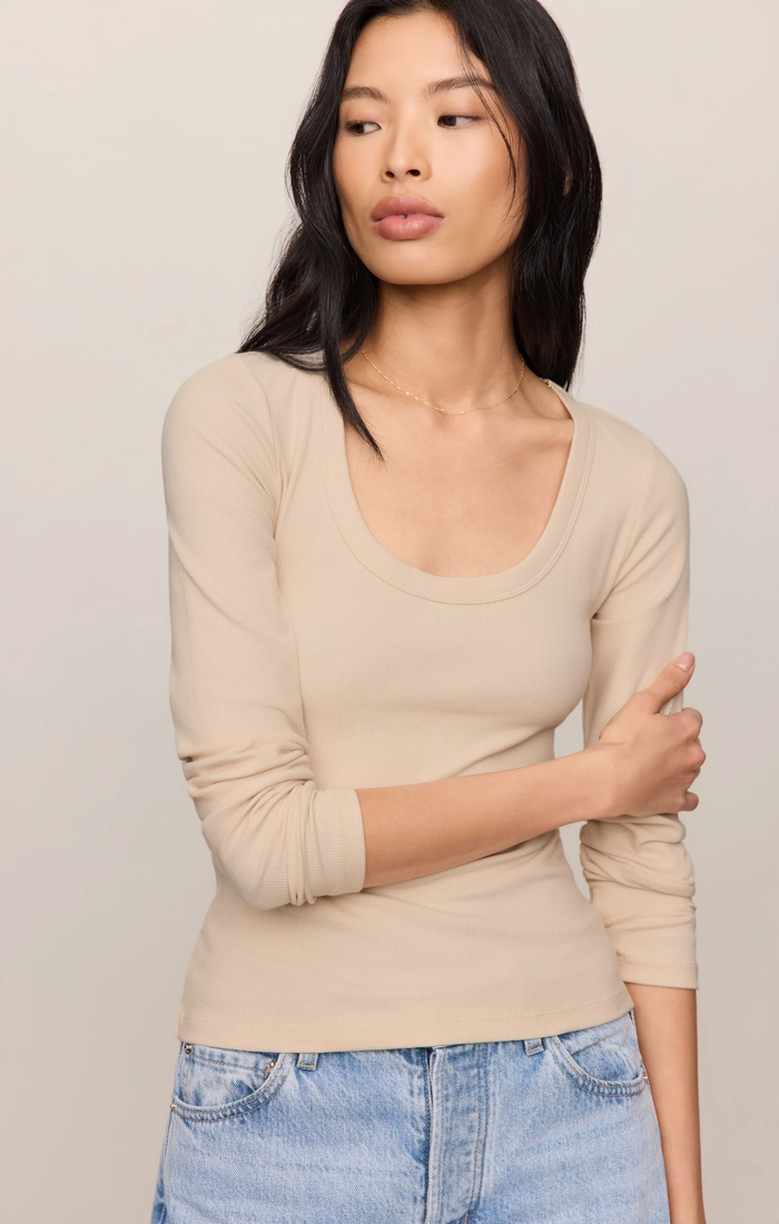 Greyson Scoop Long Sleeve Tee - Chalk