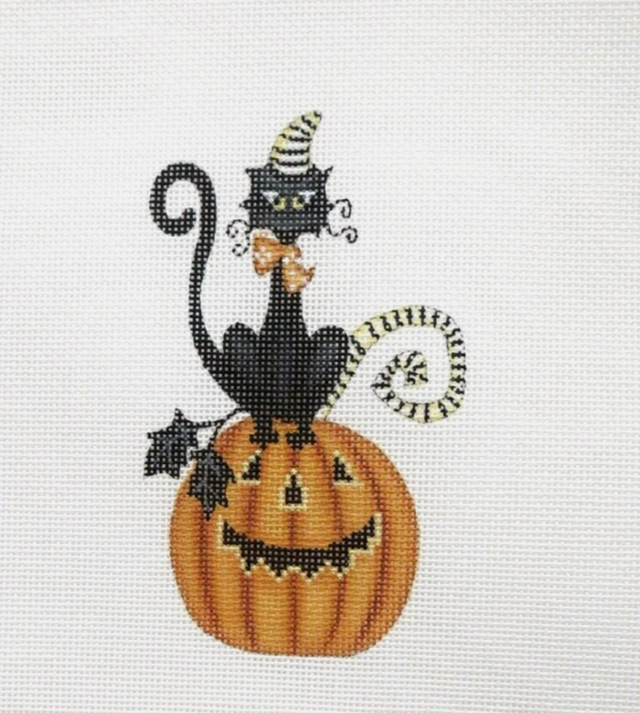 Halloween Cat on Pumpkin
