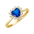 10K/14K Solid Gold Heart Blue Halo Ring