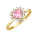 10K/14K Solid Gold Heart Pink Halo Ring