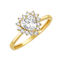 10K/14K Solid Gold Heart White Halo Ring