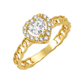 10K/14K Solid Gold Heart White Topaz Halo Ring
