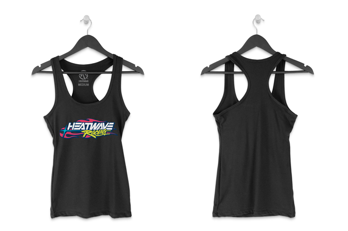 Front and backside of the Heat Wave Y2K Ladies Tank Black on a white background