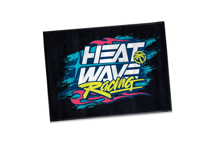 Horizontal Heat Wave Y2K Racing Shop Rug on a white background