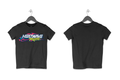 Front and backside of the Heat Wave Y2K TODDLER T-Shirt Black on a white background.