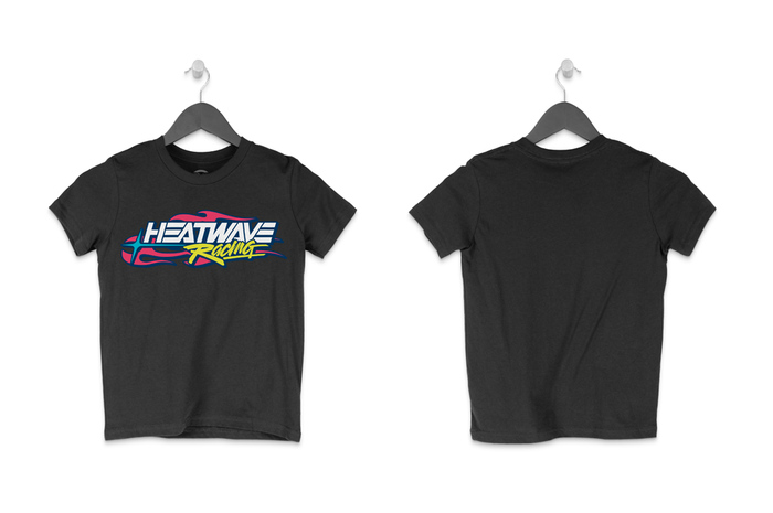 Front and backside of the Heat Wave Y2K TODDLER T-Shirt Black on a white background.
