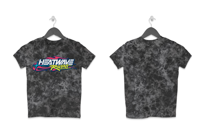 Front and backside of the Heat Wave Y2K YOUTH T-Shirt Black on a white background.