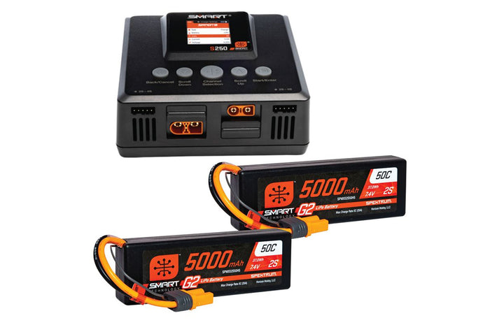 Horizon 4S 5000 mAh (2) G2 LiPo Battery + Charger kit For Horizon Blackjack Catamaran