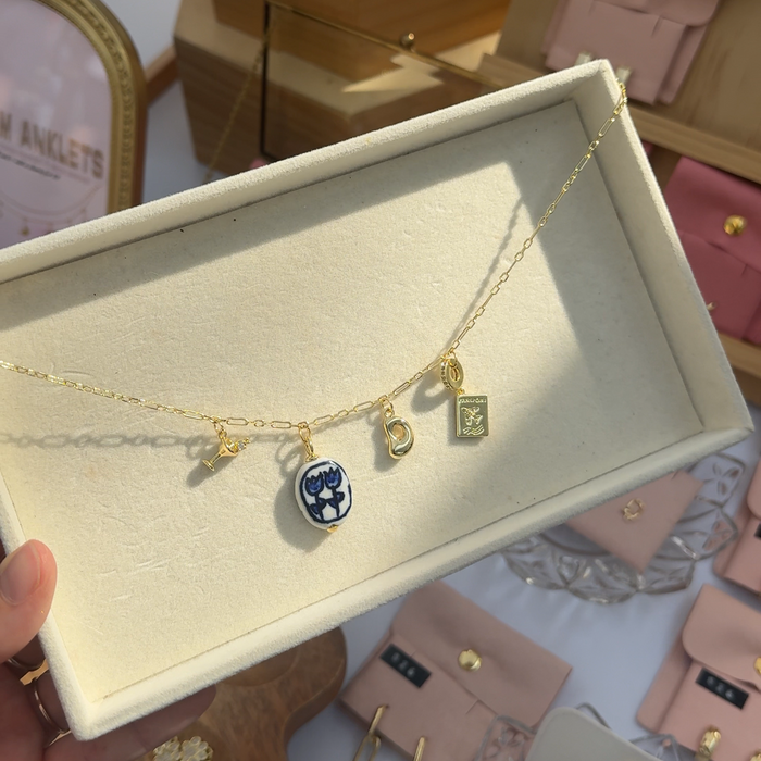 Indigo Tulip Ceramic Charm