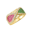 10K/14K Gold Infinity Ring with Pink & Green Gemstones