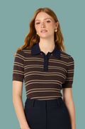 Iris Sweater - Brown & Navy Stripe