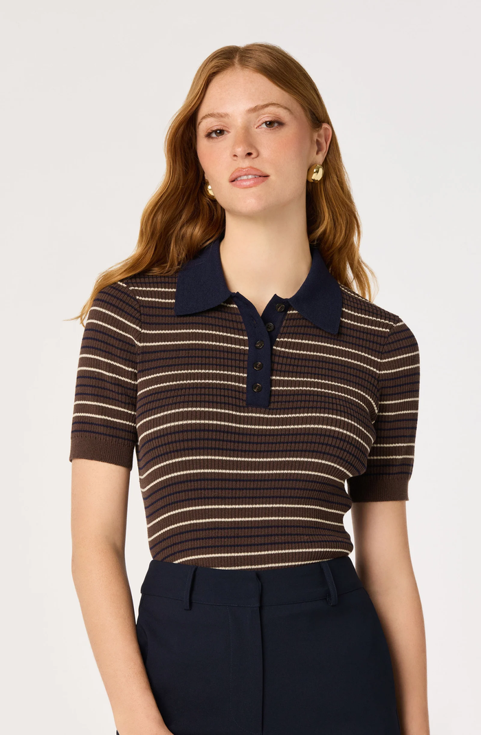 Iris Sweater - Brown & Navy Stripe