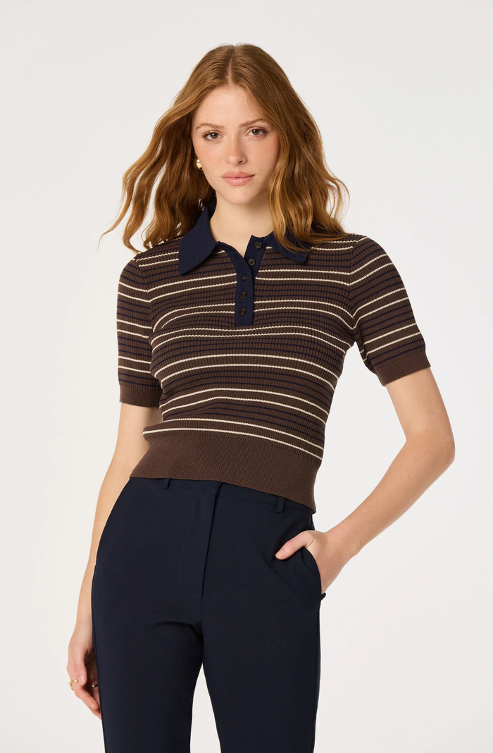 Iris Sweater - Brown & Navy Stripe