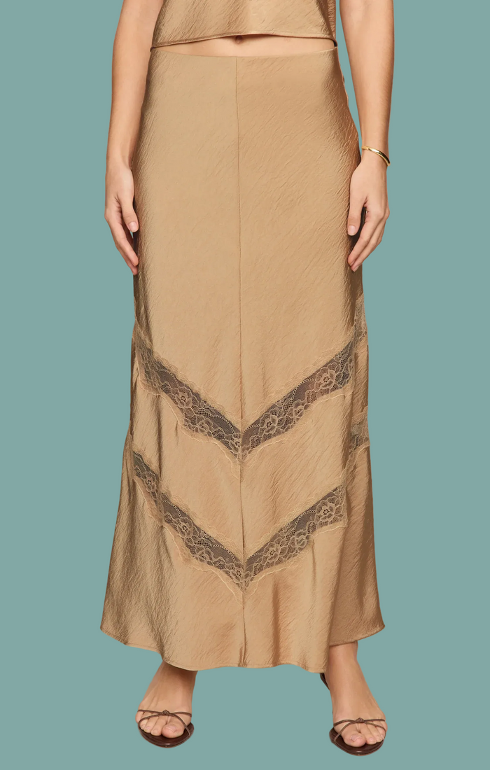 Kori Lace Midi Skirt - Toast
