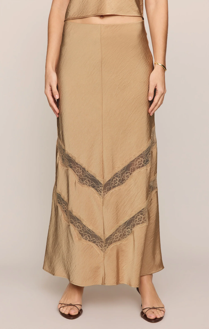 Kori Lace Midi Skirt - Toast