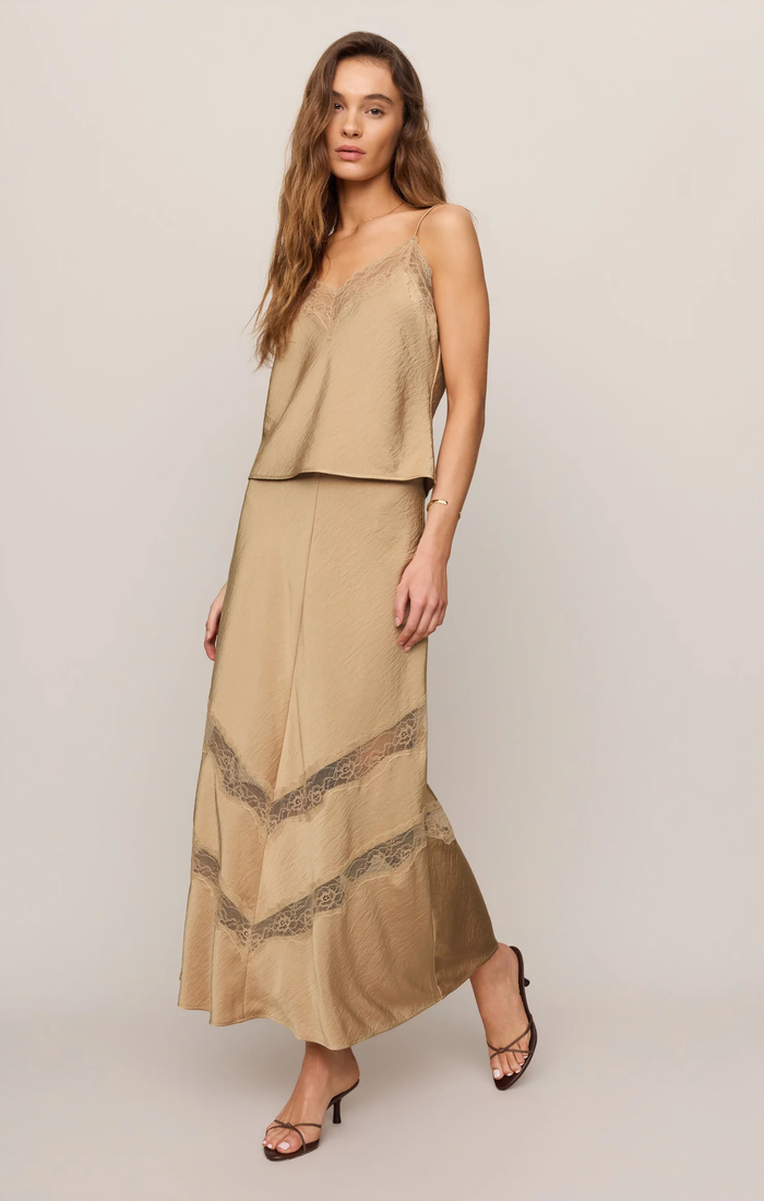 Kori Lace Midi Skirt - Toast